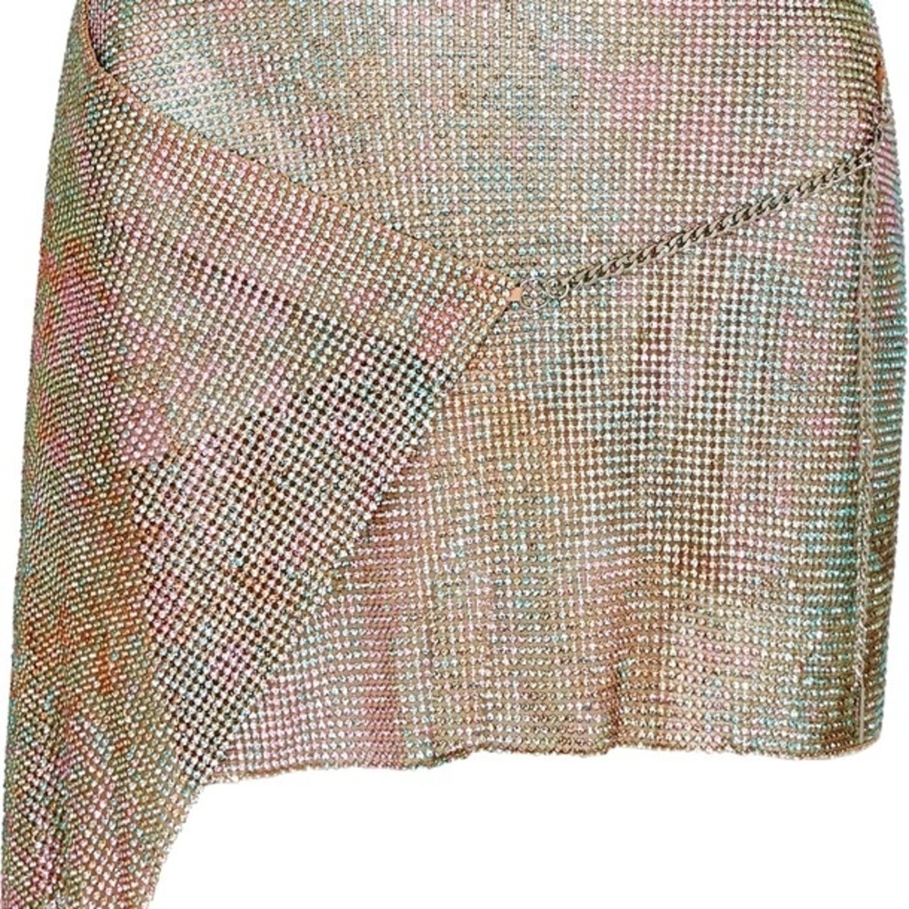 POSTER GIRL Winona Silver/Gold Asymmetrical Chainmail Mini Skirt